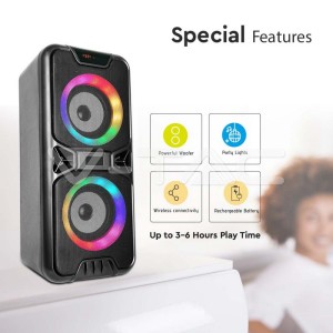 V-TAC VT-6204-2 2x10W RECHARGEABLE SPEAKER USB